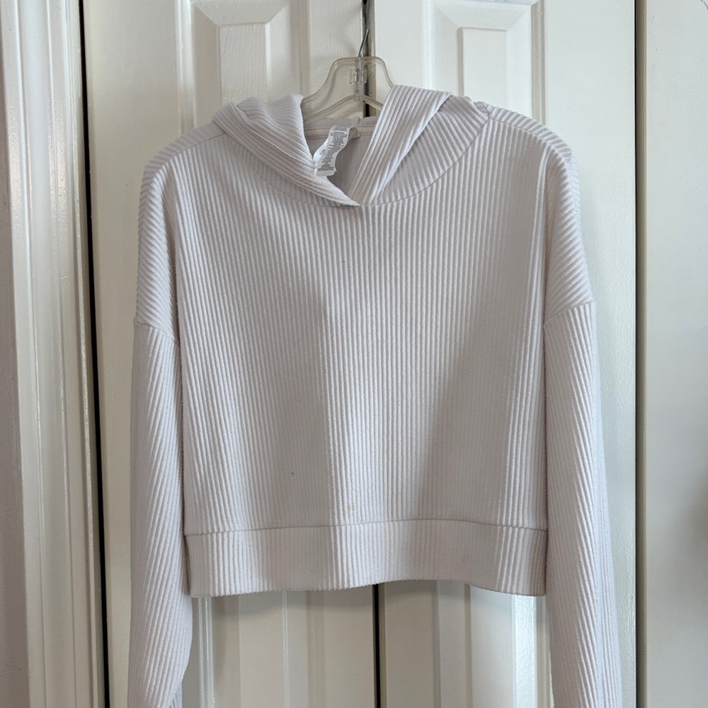 ALO Yoga Cream Ribbed Hoodie